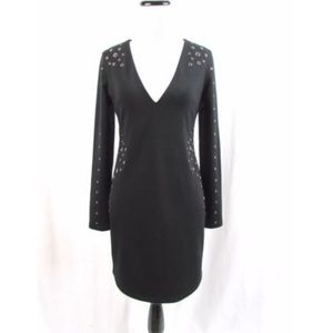 Express Black Silver Grommet Ponte Mini Dress